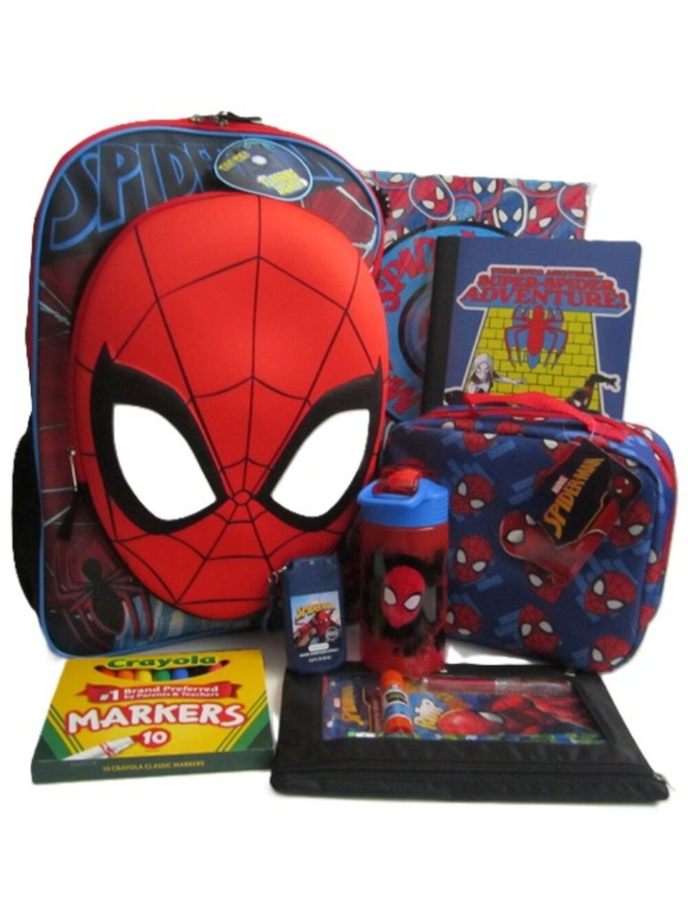 Spiderman Backpack Lunch Bag Water Bottle & School Supplies NEW